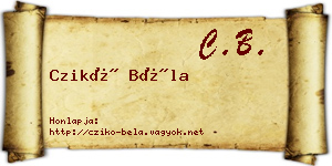 Czikó Béla névjegykártya